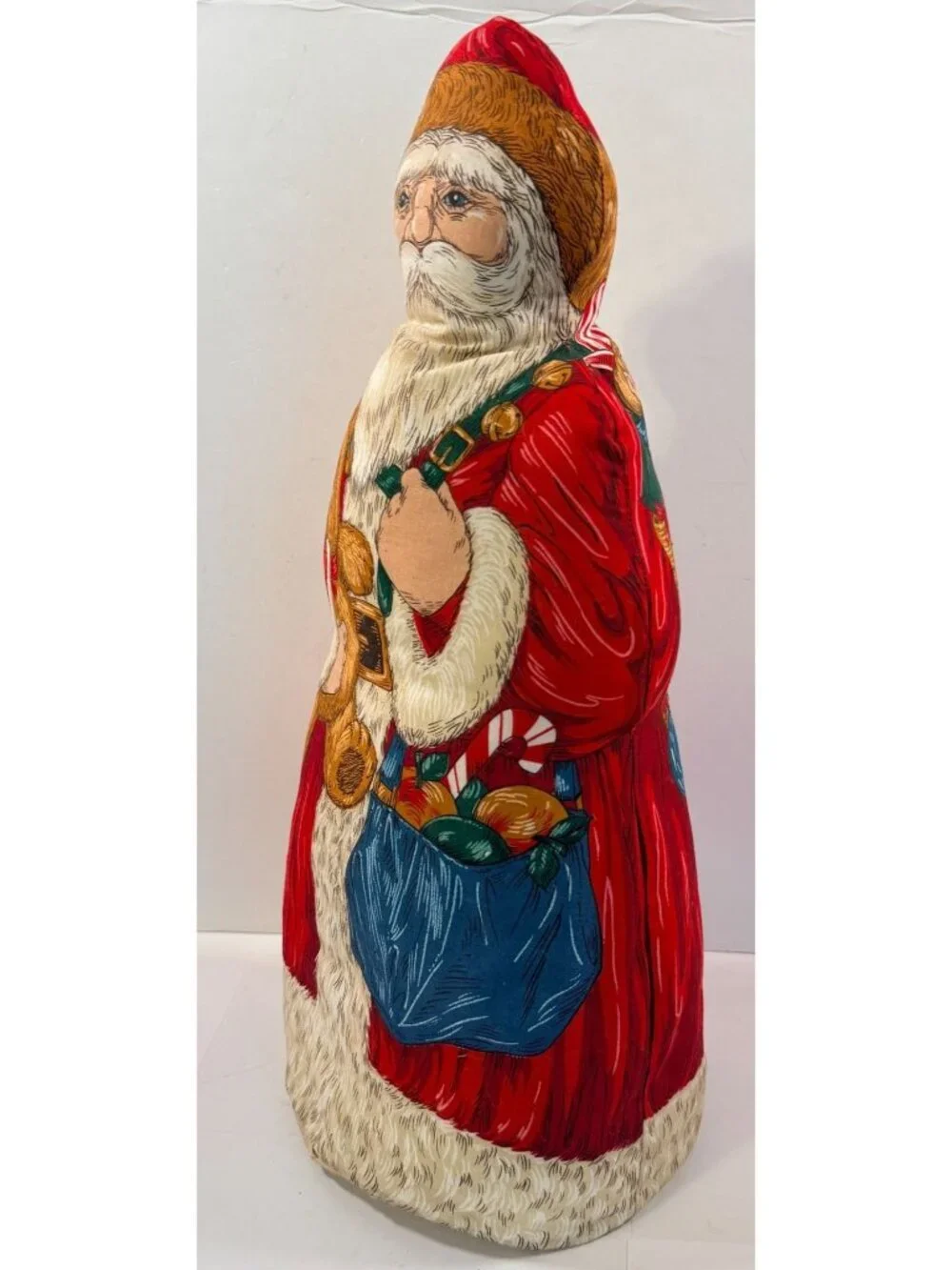 Vintage Fabric Stuffed Santa Christmas Folk Art Country Cut & Sew 18